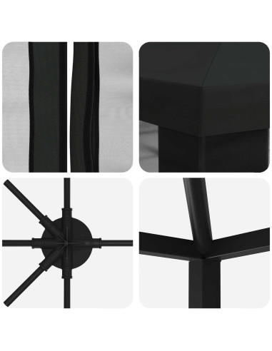 Gazebo con pareti laterali 6 x 3 m Nero Poliestere e Acciaio