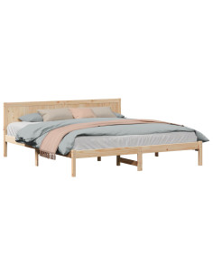 Struttura del letto Marrone 200 x 200 cm Legno massello di pino 2