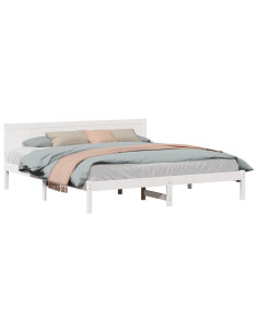 Struttura del letto Bianco 200 x 200 cm Legno massello di pino 2