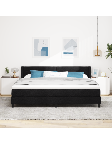 Letto a molle con materasso Nero 200 x 200 cm Poliestere