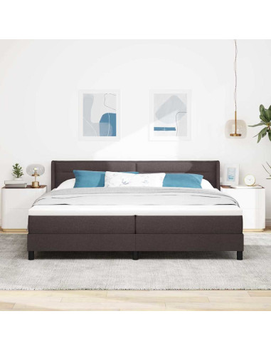 Letto a molle Marrone Scuro 200 x 200 cm Poliestere