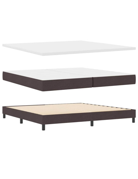 Letto a molle Marrone Scuro 200 x 200 cm Poliestere
