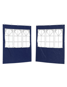 Parete per tenda da festa 2 pcs 200 x 195 cm Blu PE e Acciaio 2