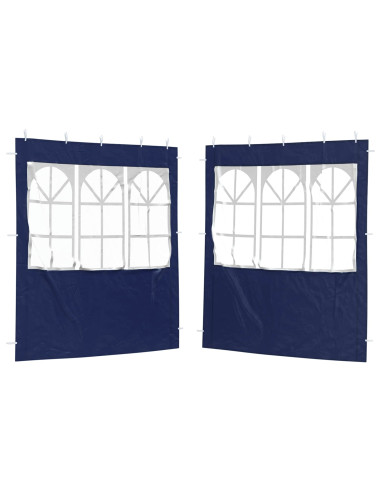 Parete per tenda da festa 2 pcs 200 x 195 cm Blu PE e Acciaio
