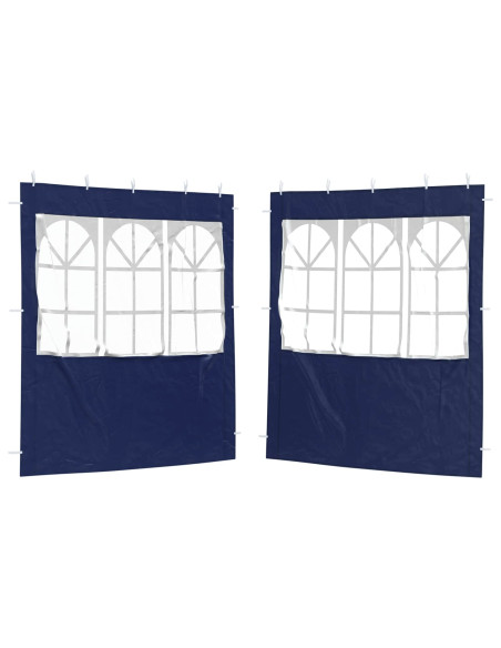 Parete per tenda da festa 2 pcs 200 x 195 cm Blu PE e Acciaio