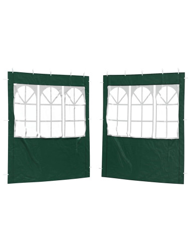 Parete per tenda da festa 2 pcs 200 x 195 cm Verde PE e Acciaio