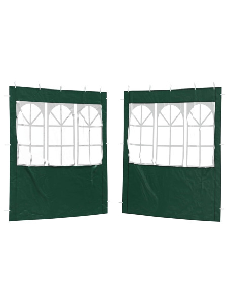 Parete per tenda da festa 2 pcs 200 x 195 cm Verde PE e Acciaio