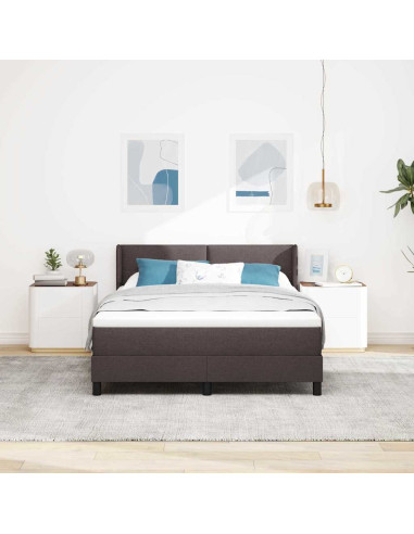 Letto a molle Marrone Scuro 190 x 140 cm Poliestere