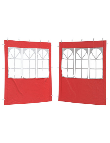 Parete per tenda da festa 2 pcs 200 x 195 cm Rosso PE e Acciaio