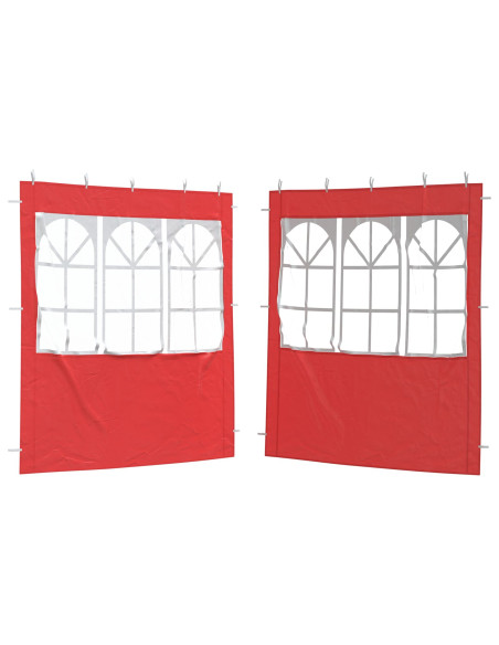 Parete per tenda da festa 2 pcs 200 x 195 cm Rosso PE e Acciaio