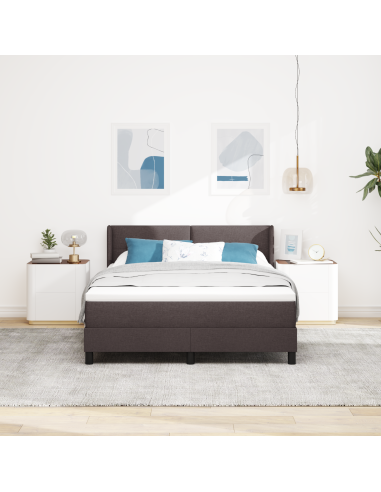 Letto a molle Marrone Scuro 200 x 160 cm Poliestere
