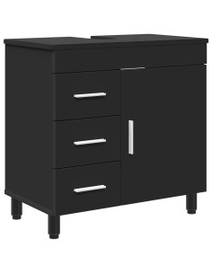 Mobile da bagno con lavabo con cassetto Nero 60 x 35 x 60 cm 2