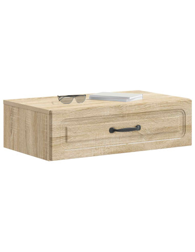 Tavolino da Parete Laterale Rovere Sonoma 59 x 34,5 x 17 cm