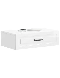 Tavolino da Parete Laterale Bianco Lucido 59 x 34,5 x 17 cm 2