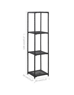 Scaffale Nero 30x30x120 cm in Polyrattan