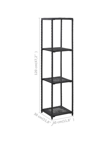 Scaffale Nero 30x30x120 cm in Polyrattan