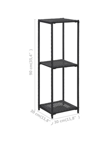 Scaffale Nero 30x30x90 cm in Polyrattan