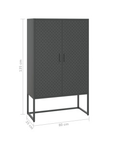 Credenza Alta Antracite 80x35x135 cm in Acciaio