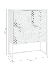 Credenza Alta Bianca 80x35x100 cm in Acciaio