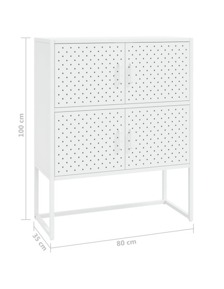 Credenza Alta Bianca 80x35x100 cm in Acciaio