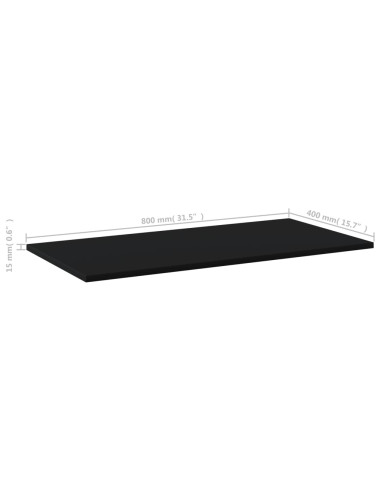 Ripiani per Libreria 8pz Neri 80x40x1,5cm in Legno Multistrato