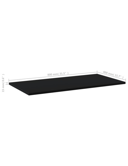 Ripiani per Libreria 8pz Neri 80x40x1,5cm in Legno Multistrato