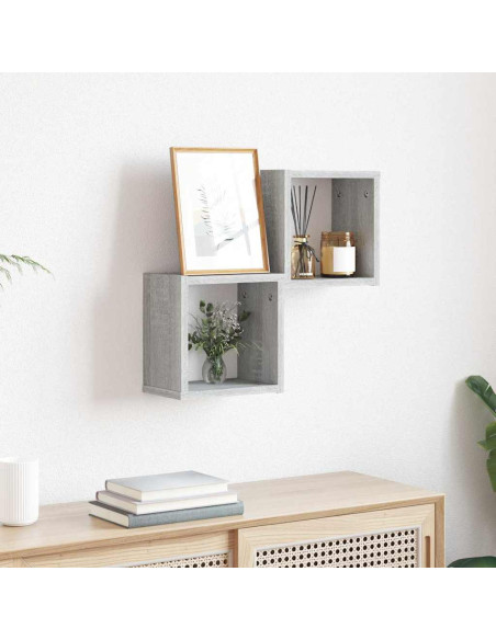 Scaffali da parete 2 pcs Grigio Sonoma 26 x 15 x 26 cm