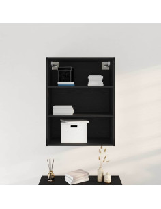 Armadio da Muro Appeso Rovere Nero 69.5 x 32.5 x 90 cm