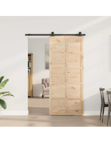 Porta scorrevole Naturale 80 x 208 cm Legno Massello di Pino