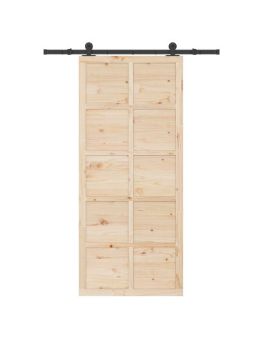 Porta scorrevole Naturale 80 x 208 cm Legno Massello di Pino