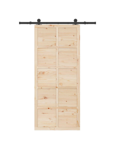 Porta scorrevole Naturale 80 x 208 cm Legno Massello di Pino