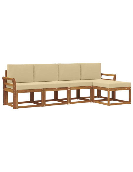 Set di divani da esterno con cuscino 5 pcs Naturale e Beige