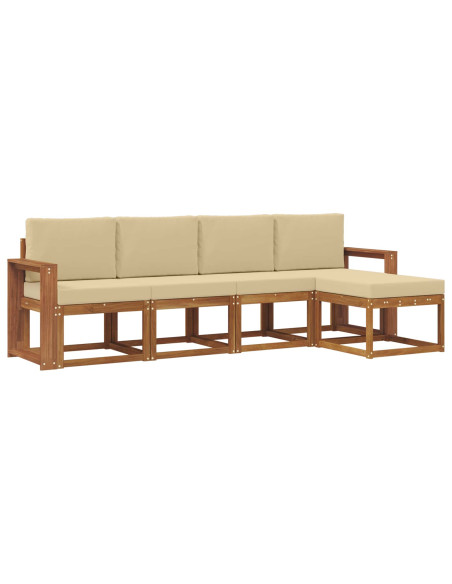 Set di divani da esterno con cuscino 5 pcs Naturale e Beige