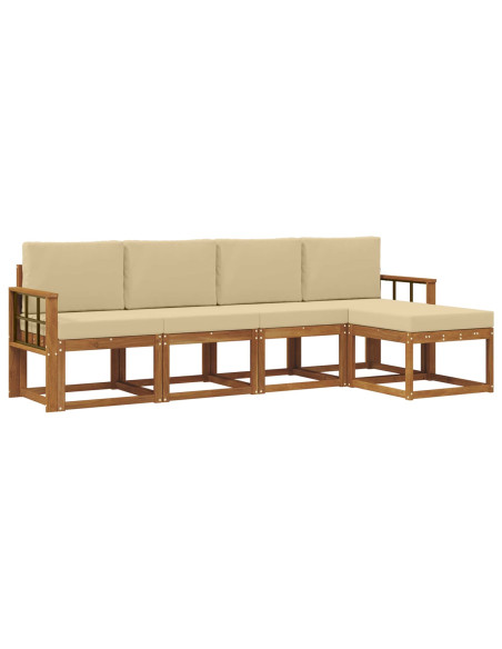 Set di divani da esterno con cuscino 5 pcs Naturale e Beige