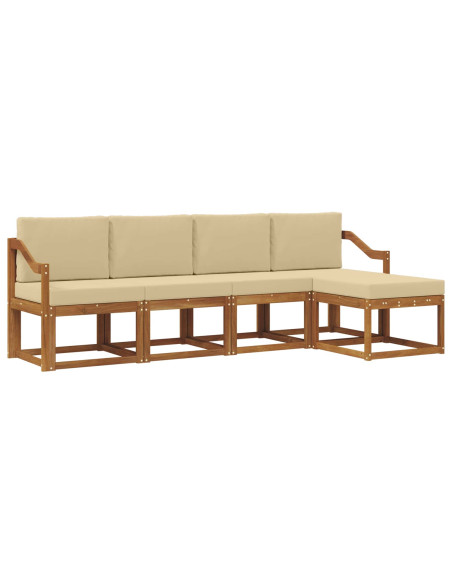 Set di divani da esterno con cuscino 5 pcs Naturale e Beige