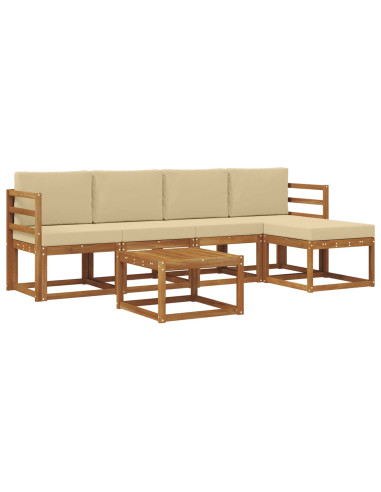 Set di divani da esterno con cuscino 6 pcs Naturale e Beige