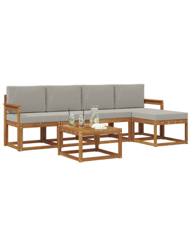 Set di divani da esterno 6 pcs Grigio Naturale e Chiaro