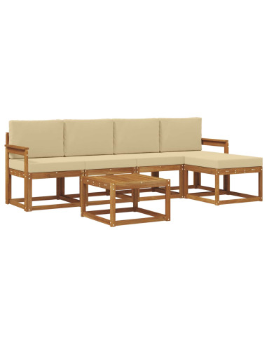 Set di divani da esterno con cuscino 6 pcs Naturale e Beige