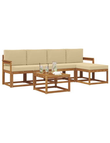 Set di divani da esterno con cuscino 6 pcs Naturale e Beige