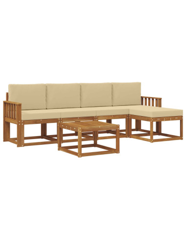 Set di divani da esterno con cuscino 6 pcs Naturale e Beige