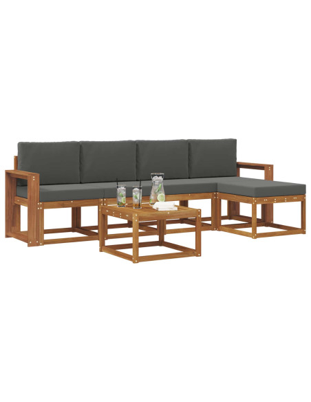 Set di divani da esterno con cuscino 6 pcs Naturale e Antracite