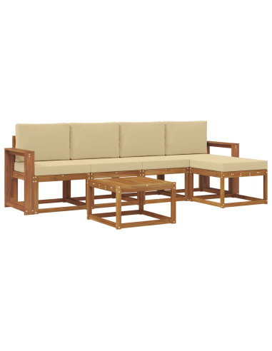 Set di divani da esterno con cuscino 6 pcs Naturale e Beige