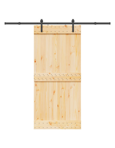 Porta scorrevole NARVIK Naturale e Nero 95 x 210 cm (213,5 cm)