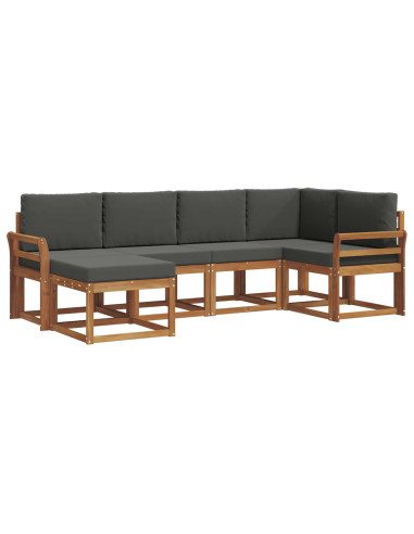 Set di divani da esterno con cuscino 6 pcs Naturale e Antracite