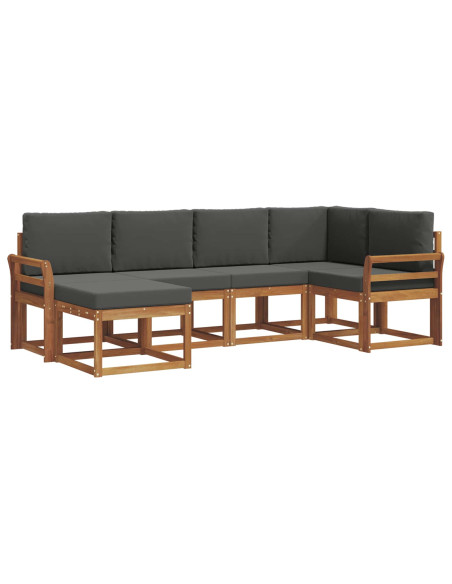 Set di divani da esterno con cuscino 6 pcs Naturale e Antracite