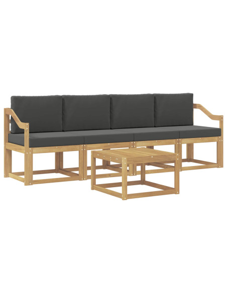 Set di divani da esterno con cuscino 5 pcs Bianco e Antracite
