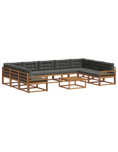 Set di divani da esterno 10 pcs Naturale e Antracite 2
