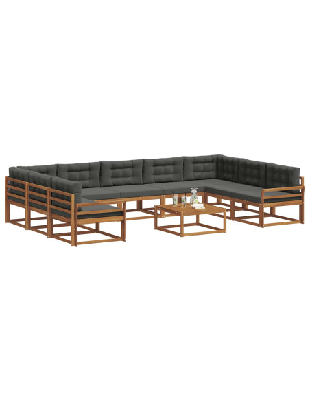 Set di divani da esterno 10 pcs Naturale e Antracite