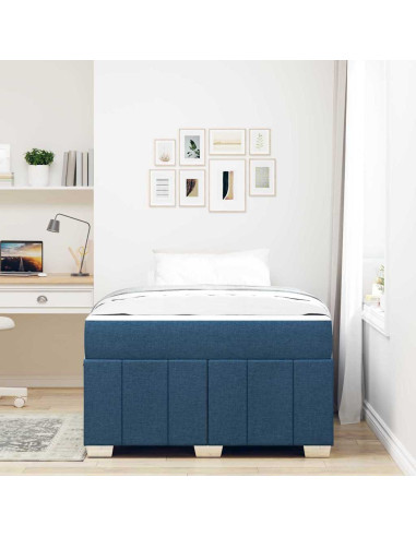 Struttura del letto con materasso Blu 120 x 200 cm Tessuto
