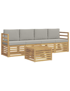 Set di divani da esterno 5 pcs Bianco e Grigio Chiaro 2